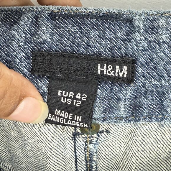 H&M Midi Blue Jean Skirt Size 12 Denim A-line Skirt, Y2K, Hippie Skirt EU 42 - Picture 6 of 13